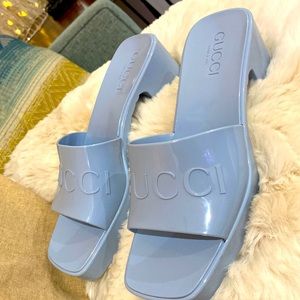 Gucci Platform block slides Power blue